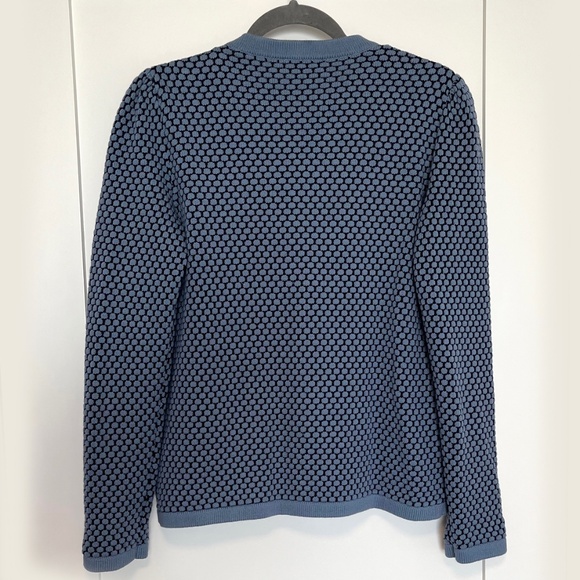 COS Blue Textured Jacquard Button Up 100% Cotton Cardigan - Picture 9 of 11